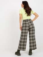 Hurt Khaki szerokie spodnie kuloty materiałowe z wełny