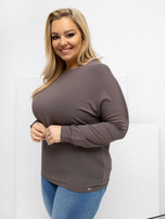 Brązowa damska bluzka plus size z długim rękawem