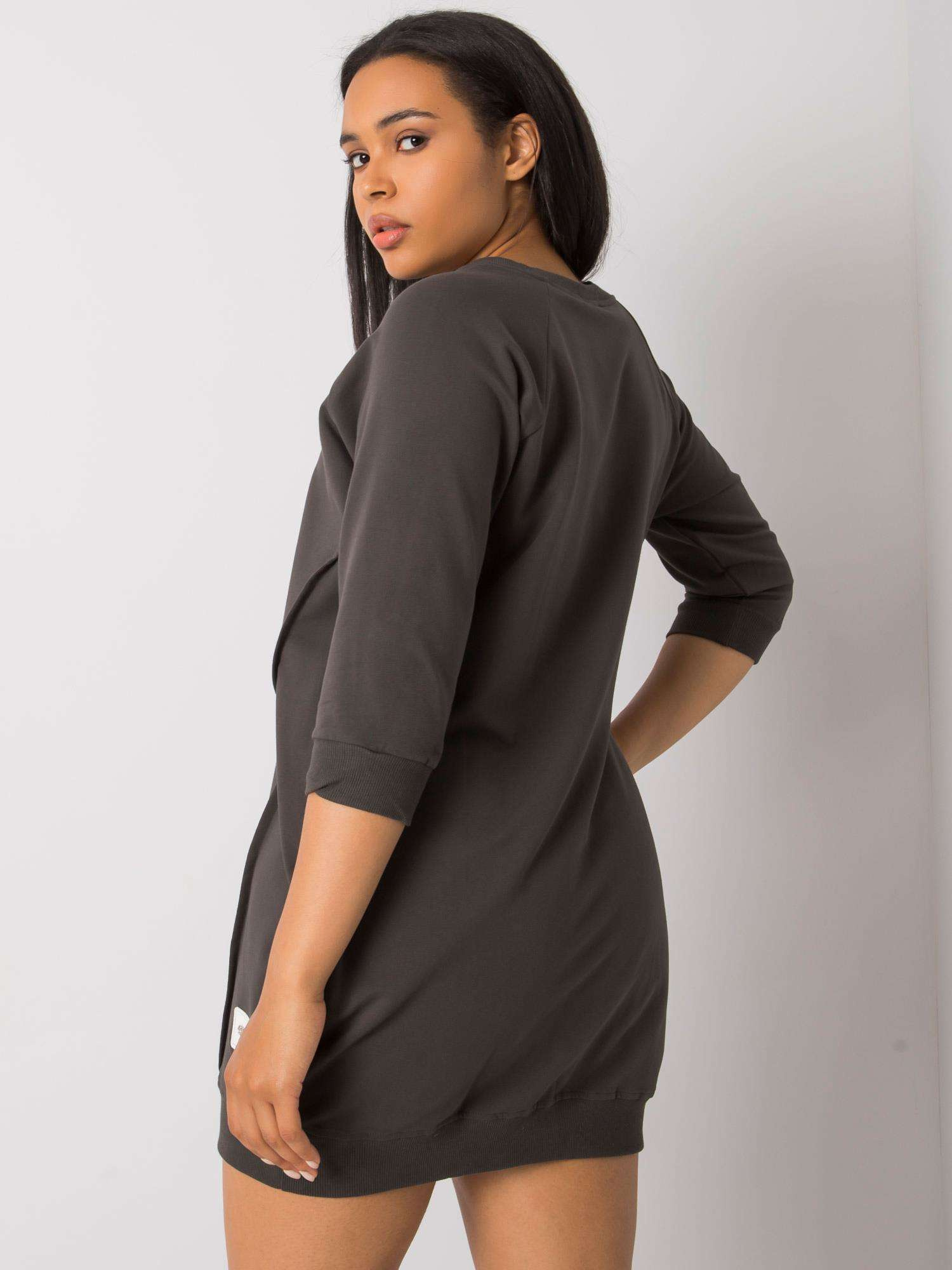 Ciemna khaki bawełniana sukienka plus size Karissa
