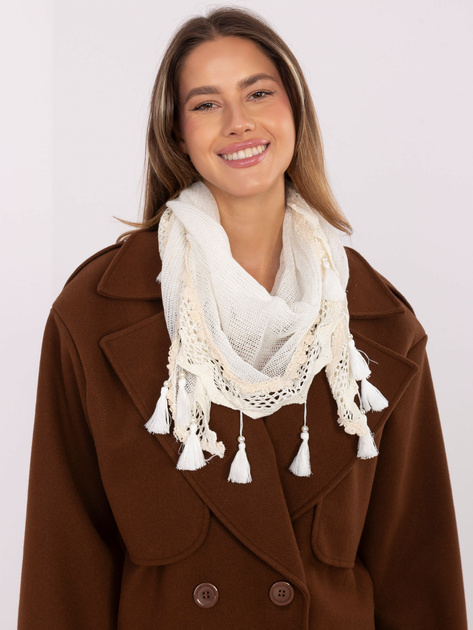 Ecru trójkątna chusta z koronką