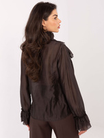 Czekoladowa elegancka koszula z kokardą