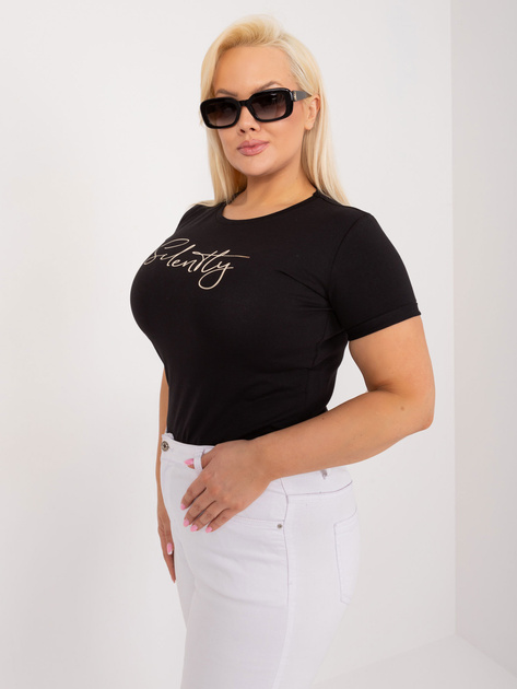 Hurt Czarny damski t-shirt plus size z okrągłym dekoltem