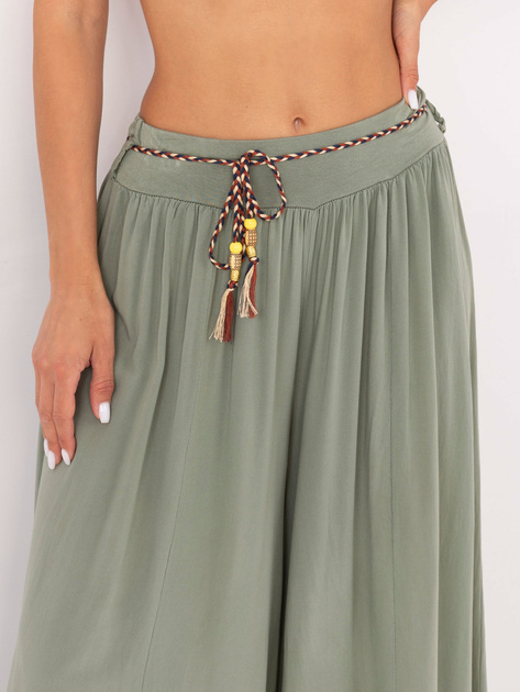 Khaki zwiewne spodnie z wiskozy Surie OCH BELLA