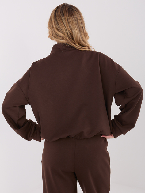 Ciemnobrązowa rozpinana bluza baloon z suwakiem