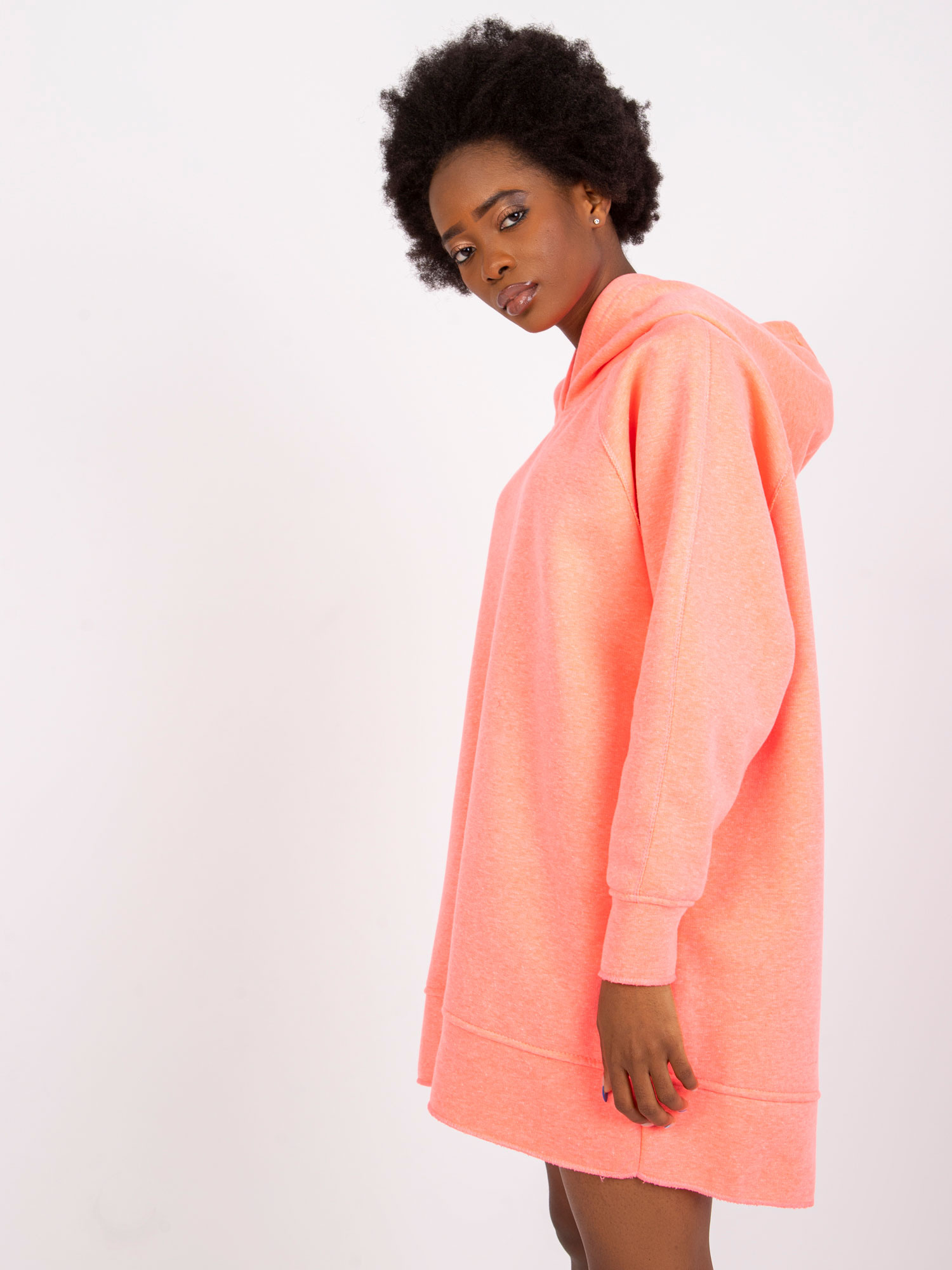 Fluo różowa dresowa bluza basic z kapturem Canberra