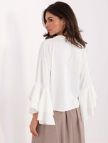 Ecru koszula z falbankami przy rękawach RUE PARIS