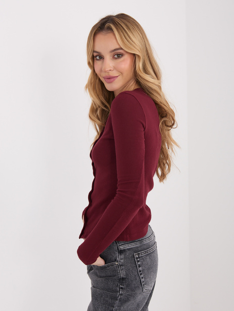Bordowa rozpinana bluzka basic z bawełny