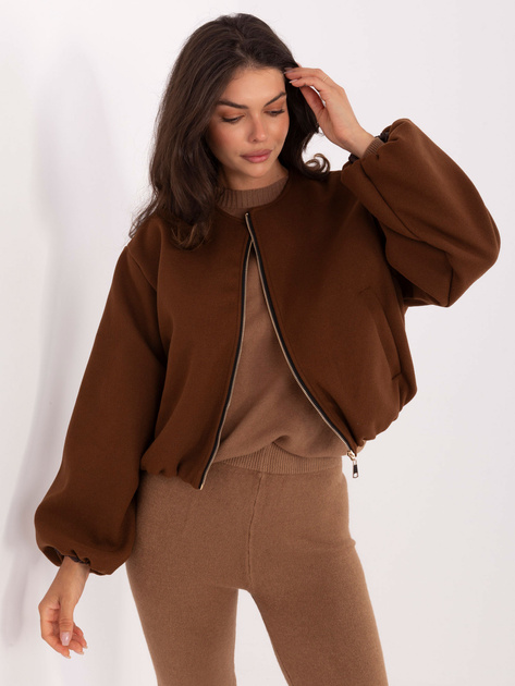 Brązowa kurtka z bufiastymi rękawami