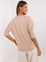 Hurtownia Beżowa casualowa bluzka z bawełny 