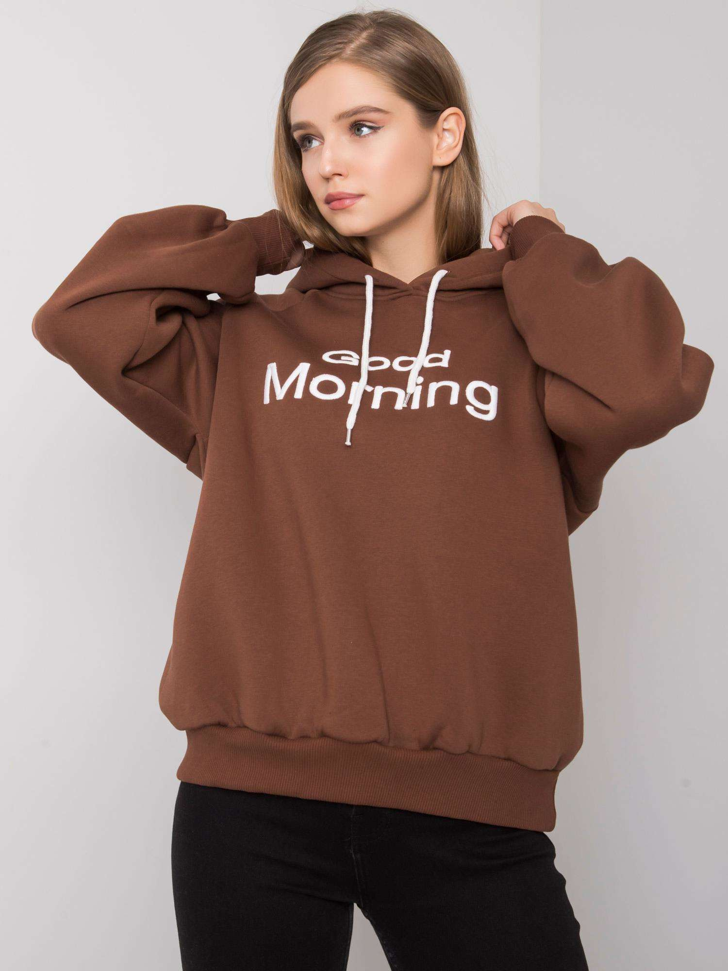 Hnedá zateplená oversize mikina s kapucňou Alice.