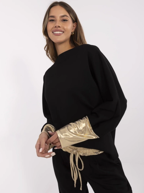 Czarny przyjemny w dotyku komplet damski