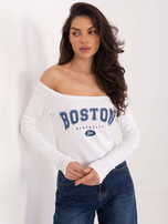 Ecru krótka bluzka z odkrytymi ramionami  