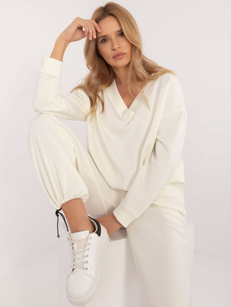 Hurtownia Kremowy dresowy komplet ze ściągaczami