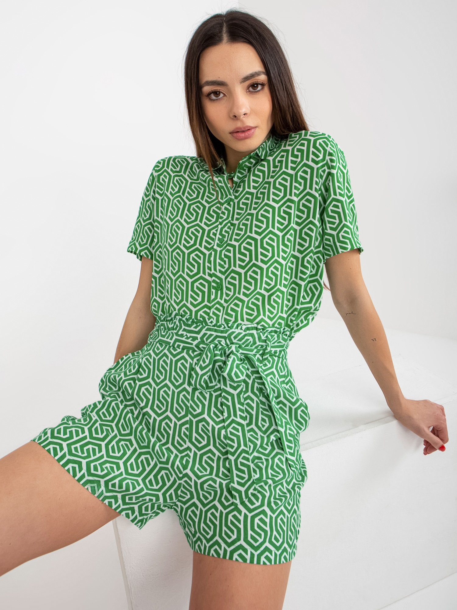 Zielone wzorzyste szorty casualowe z kieszeniami FRESH MADE