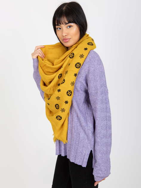 Hurtownia Żółty damski szal z nadrukiem