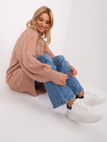 Hurt Brudnoróżowa sukienka dzianinowa z warkoczami