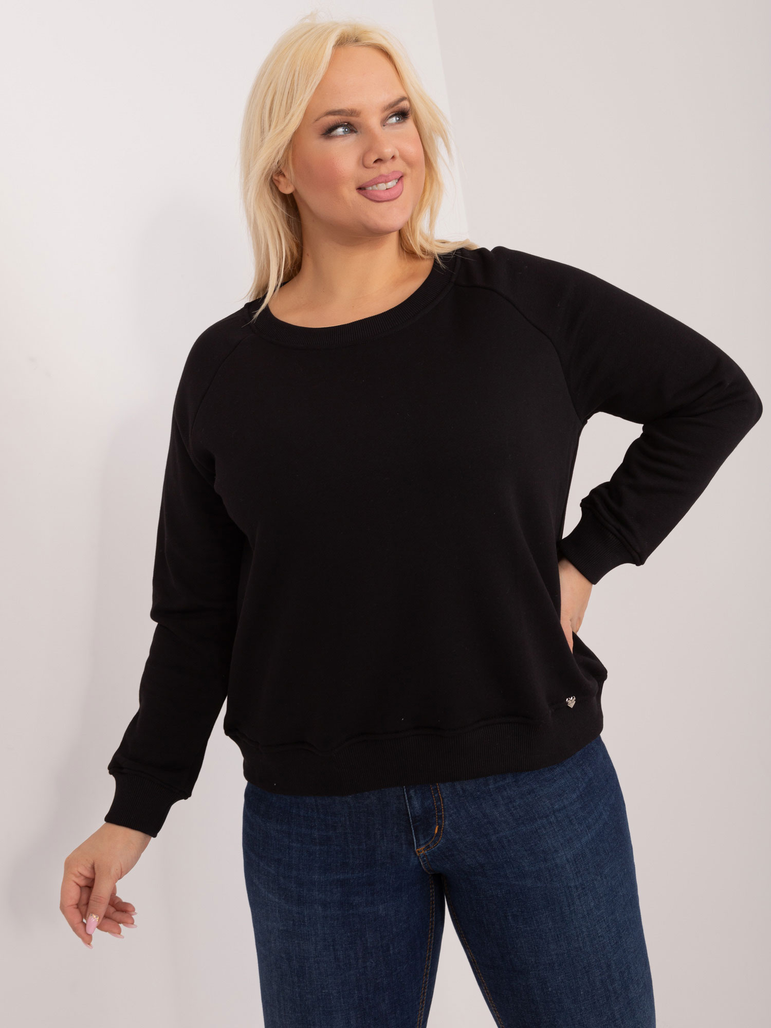 Černá mikina plus size z bavlny Donna.