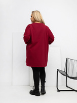 Bordowa długa bluzka plus size z kieszeniami