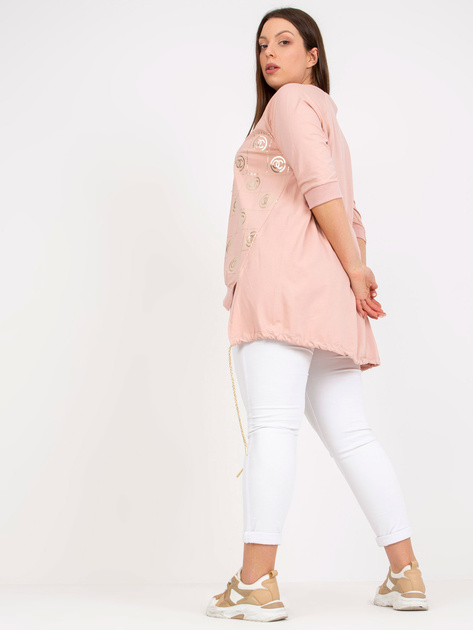 Brudnoróżowa luźna bluzka plus size z bawełny