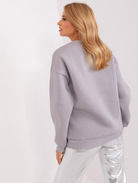 Hurt Szaro-biała ocieplana bluza oversize bez kaptura