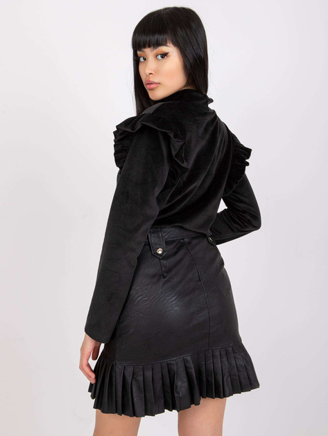 Czarna bluzka welurowa z falbanami Eugenie