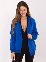 Cobalt zip-up basic sweatshirt made of cotton.