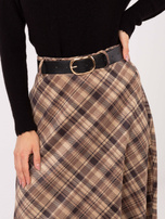 Camelowa zamszowa spódnica w kratę RUE PARIS