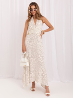 Ercu-brown maxi dress with polka dots.