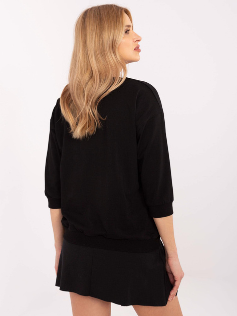 Hurt Czarna damska bluzka z aplikacją z dżetów