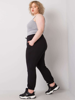Czarne spodnie dresowe plus size z wysokim stanem Ainhoa