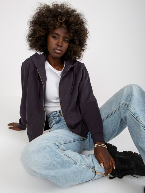 Hurtownia Grafitowa rozpinana bluza basic z kapturem