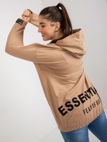 Hurt Camelowa rozpinana bluza plus size z napisami z tyłu 