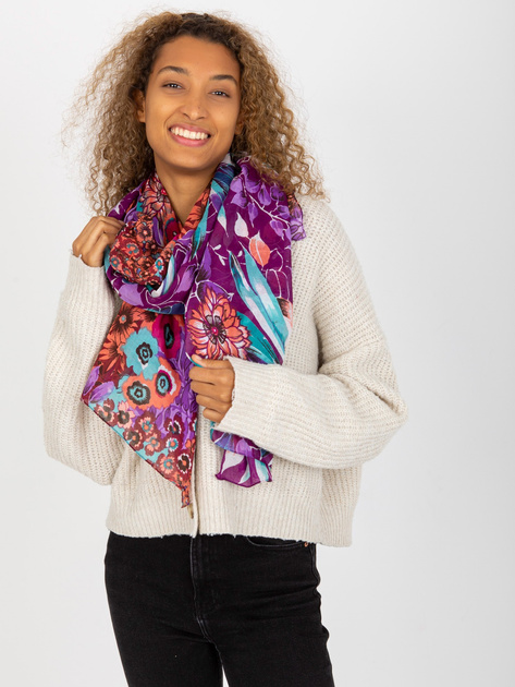 Hurtownia Fioletowa kwiatowa chusta z bawełny