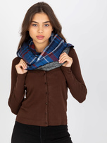 Hurt Granatowo-bordowy komin z nadrukiem w kratę