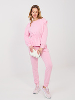 Jasnoróżowe dresowe spodnie ze ściągaczami RUE PARIS 