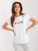 Hurt Biały t-shirt z ażurową aplikacją BASIC FEEL GOOD