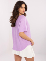 Hurt Liliowy dwustronny sweter o kroju oversize 