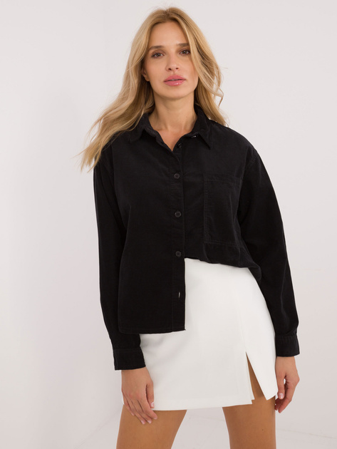 Hurt Czarna sztruksowa koszula oversize z kieszenią SUBLEVEL