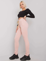 Brudnoróżowe damskie spodnie dresowe Leeds