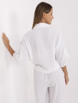 Biała damska koszula z domieszką lnu