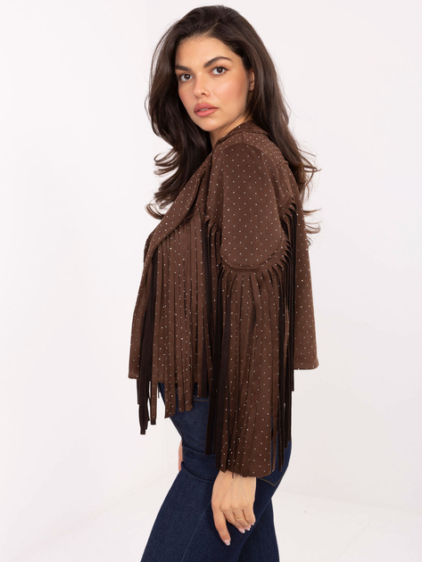 Brązowa zamszowa kurtka z aplikacjami