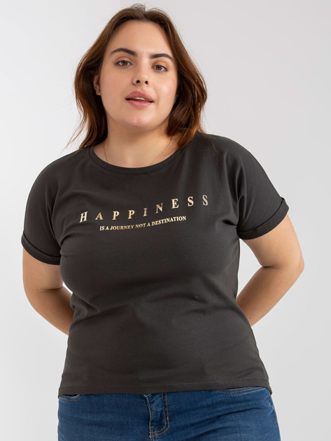 Khaki t-shirt plus size z krótkim rękawem