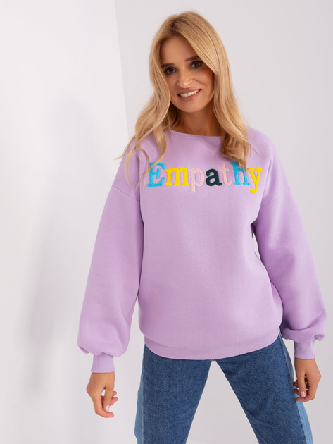 Hurt Jasnofioletowa bluza bez kaptura z napisem