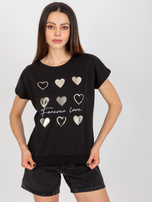 Hurt Czarna bluzka bawełniana z nadrukiem RUE PARIS