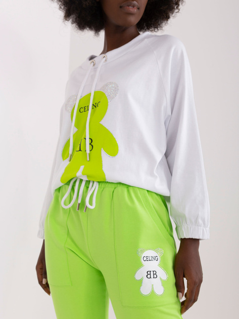 Hurt Ecru-jasnozielony komplet dresowy ze spodniami