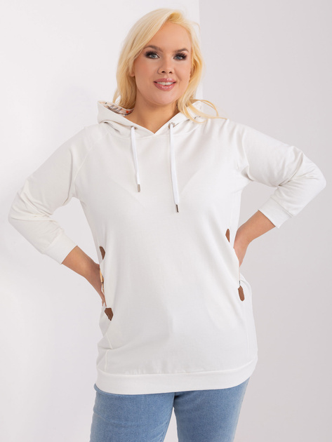 Hurtownia Ecru dresowa bluza plus size z kapturem