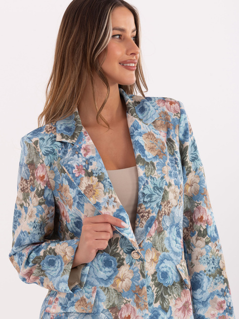 Jasnoniebieska damska marynarka w kwiaty RUE PARIS