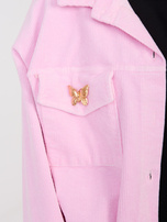 Jasnoróżowa sztruksowa kurtka z kołnierzem RUE PARIS 