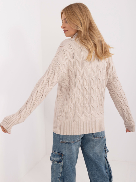 Hurt Jasnobeżowy sweter z golfem i długim rękawem