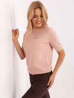 Brudnoróżowy damski sweter ze ściągaczami